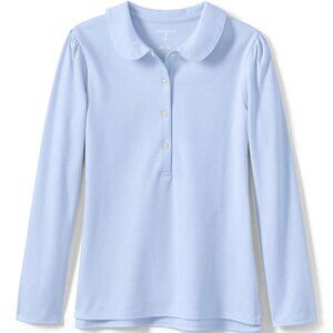 Lands' End Girls L/S School Uniform Peter Pan Collar Polo, Blue, NWT